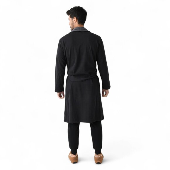 Ugg Men's Luxury Robe Pockets Black Men's Size M/L Heavyweight Thermal Warm NWT - Picture 2 of 12